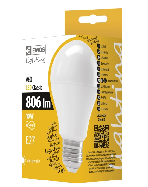 Zdjęcie: Żarówka LED Basic A60, E27, 8,5 W (60 W), 806 lm, ciepła biel EMOS