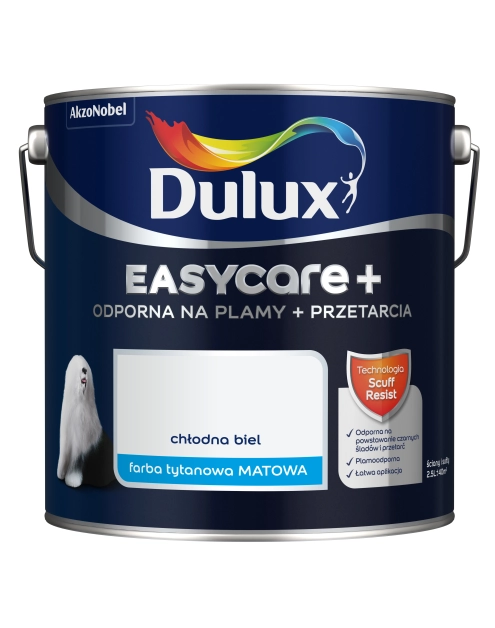 Zdjęcie: Farba Easy Care + Przetarcia chłodna bial 2,5 L DULUX