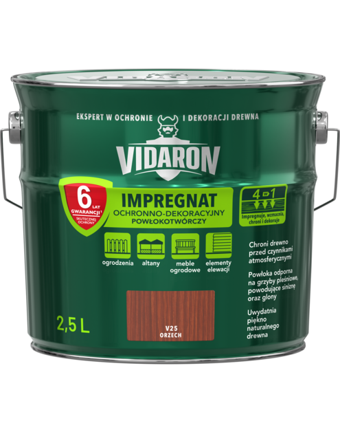 Zdjęcie: Impregnat powłokotwórczy orzech V25 2,5 L VIDARON