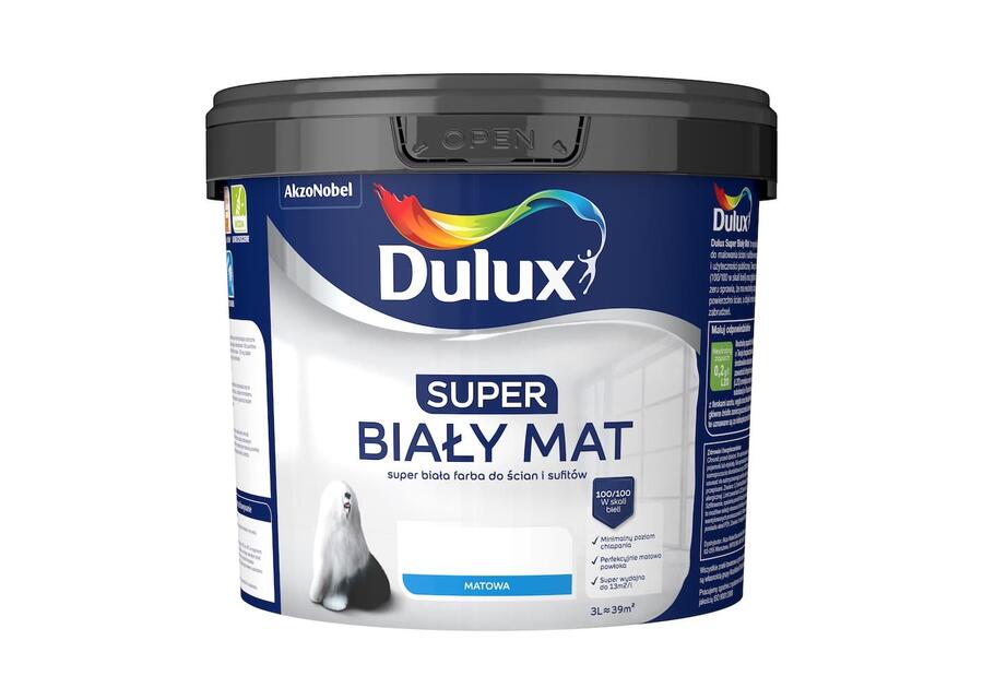 Zdjęcie: Farba do wnętrz Super Biały Mat 3 L DULUX