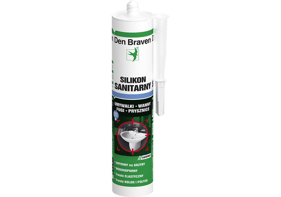 Zdjęcie: Silikon sanitarny Silicone-Sanitary bezbarwny 280 ml DEN BRAVEN