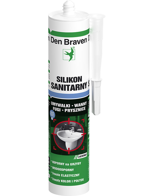 Zdjęcie: Silikon sanitarny Silicone-Sanitary bezbarwny 280 ml DEN BRAVEN