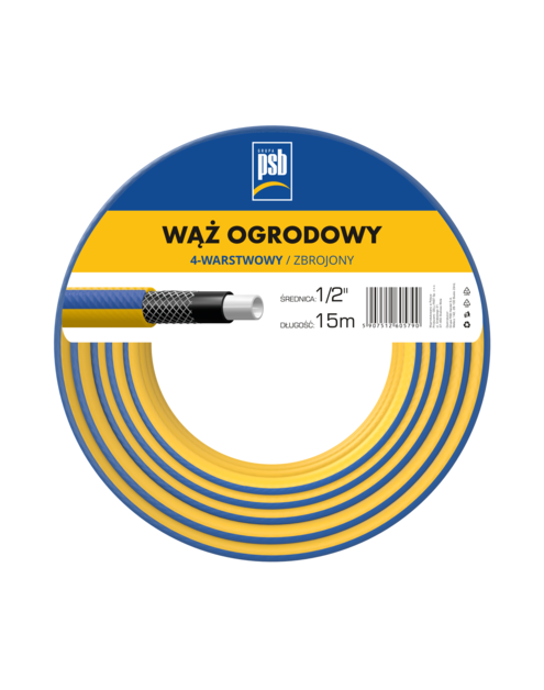 Zdjęcie: Wąż ogrodowy 4 warstwowy 1/2 - 15 m PSB