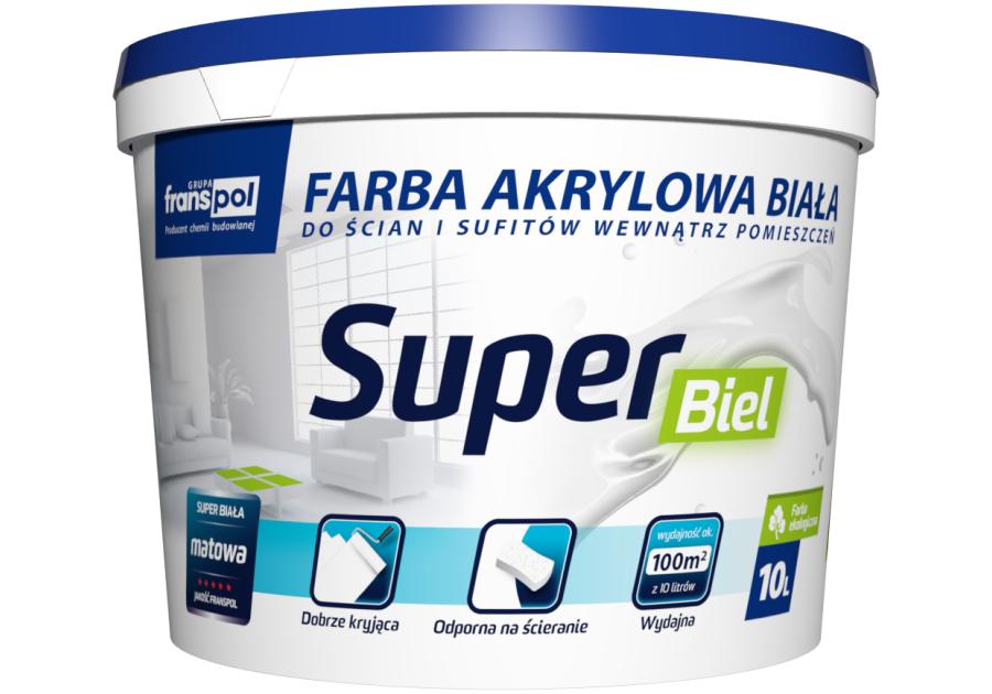 Zdjęcie: Farba akrylowa Super Biel 10 L FRANS-POL