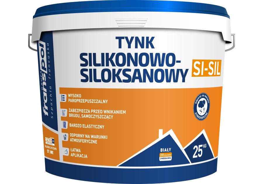 Zdjęcie: Tynk silikonowo-siloksanowy TSi-SiL biały B - 1,5 25 kg FRANSPOL