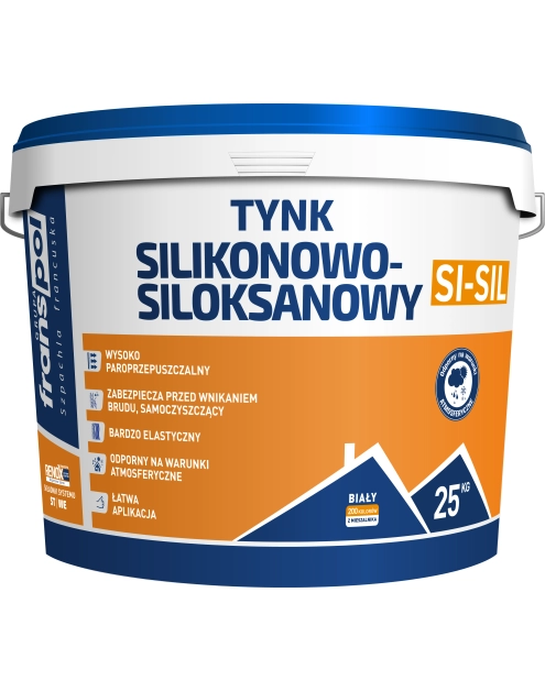 Zdjęcie: Tynk silikonowo-siloksanowy TSi-SiL biały B - 1,5 25 kg FRANSPOL