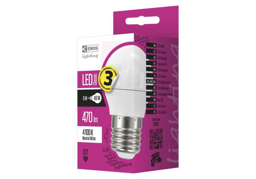 Zdjęcie: Żarówka LED Classic Mini Globe, E27, 5 W (40 W), 470 lm, neutralna biel EMOS