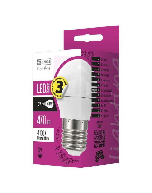 Zdjęcie: Żarówka LED Classic Mini Globe, E27, 5 W (40 W), 470 lm, neutralna biel EMOS