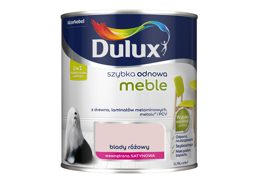 Zdjęcie: Farba Szybka Odnowa Meble 0,75 L blady różowy DULUX