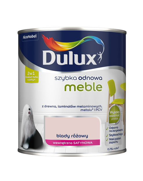 Zdjęcie: Farba Szybka Odnowa Meble 0,75 L blady różowy DULUX