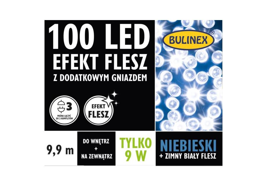 Zdjęcie: Lampki choinkowe LED 100 szt. Flesz 9,9 m niebieski zimny BULINEX