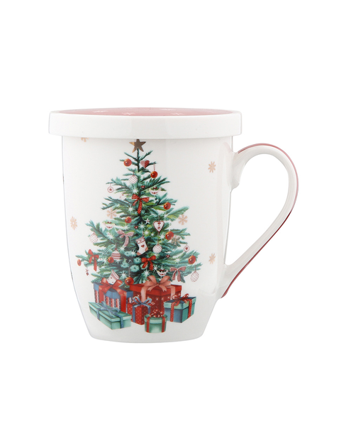 Zdjęcie: Kubek z zaparzaczem i pokrywką Christmas Tree 300 ml w opasce ALTOMDESIGN