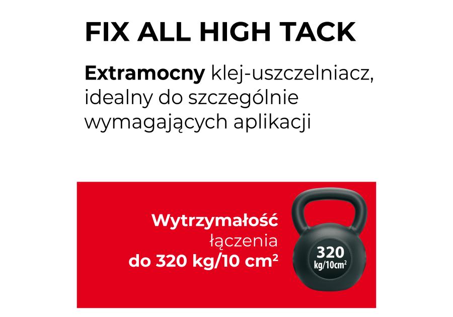 Zdjęcie: Klej uszczelniacz hybrydowy Fix All High Tack 125 ml biały SOUDAL