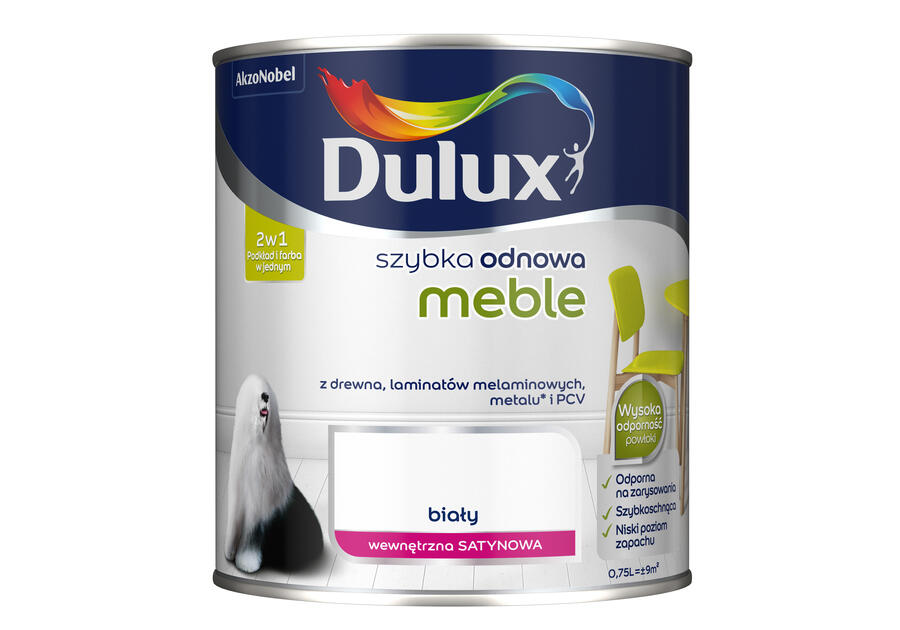 Zdjęcie: Farba Szybka Odnowa Meble 0,75 L biała DULUX