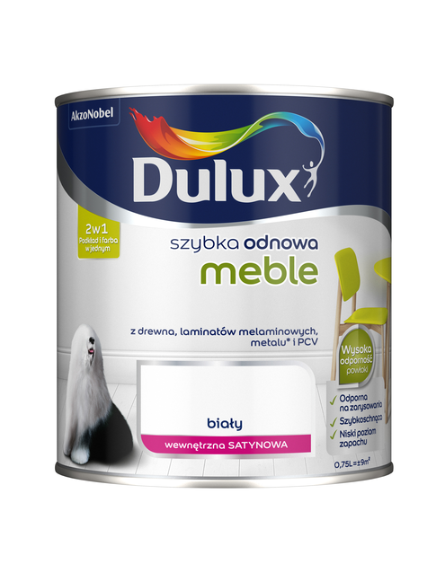 Zdjęcie: Farba Szybka Odnowa Meble 0,75 L biała DULUX