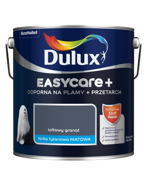 Zdjęcie: Farba lateksowa EasyCare+ Loftowy Granat 2,5 L DULUX