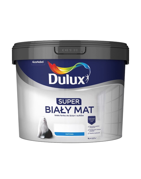 Zdjęcie: Farba do wnętrz Super Biały Mat 9 L DULUX