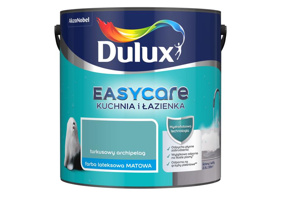 Zdjęcie: Farba do wnętrz EasyCare Kuchnia&Łazienka 2,5 L turkusowy archipelag DULUX