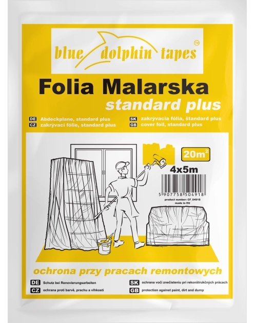 Zdjęcie: Folia malarska 4 m x 5 m BLUEDOLPHIN