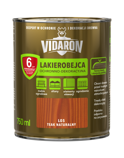 Zdjęcie: Lakierobejca do drewna teak natural. 0,75 L VIDARON