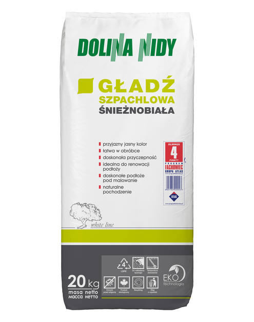 Zdjęcie: Gładź szpachlowa śnieżnobiała 25 kg DOLINA NIDY