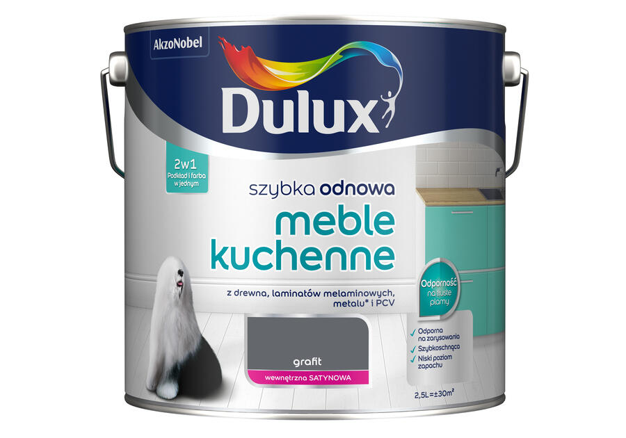 Zdjęcie: Farba Szybka Odnowa Meble kuchenne 0,75 L turkusowy błękit DULUX