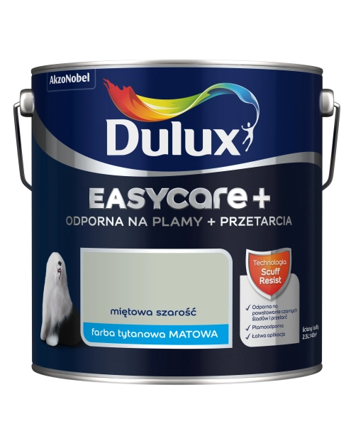 Zdjęcie: Farba lateksowa EasyCare+ Miętowa Szarość 2,5 L DULUX