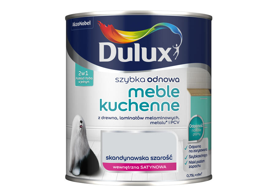 Zdjęcie: Farba Szybka Odnowa Meble kuchenne 2,5 L skandynawska szarość DULUX