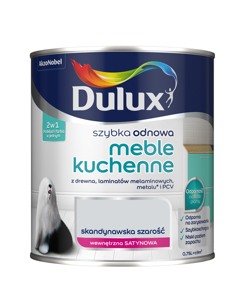 Zdjęcie: Farba Szybka Odnowa Meble kuchenne 2,5 L skandynawska szarość DULUX