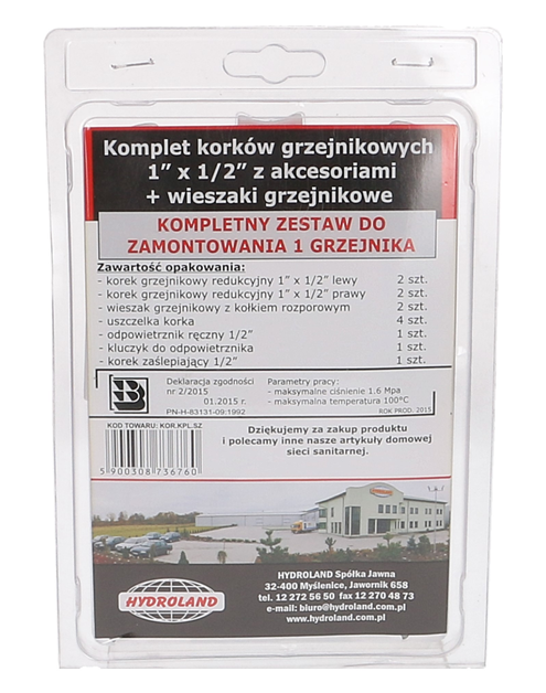 Zdjęcie: Komplet korków grzejnikowych 1x1/2 z wieszakami HYDROLAND