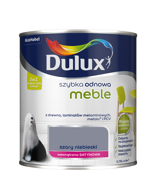 Zdjęcie: Farba Szybka Odnowa Meble 0,75 L szary niebieski DULUX