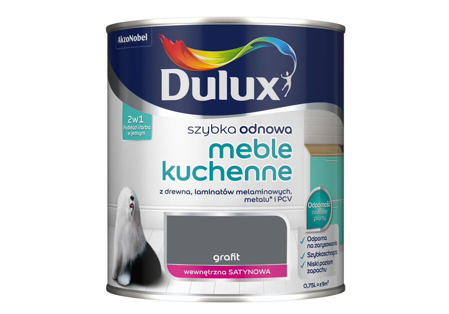 Zdjęcie: Farba Szybka Odnowa Meble kuchenne 2,5 L grafit DULUX