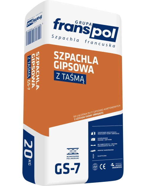 Zdjęcie: Szpachla gipsowa do płyt gk z taśmą GS-7, 20 kg FRANS-POL