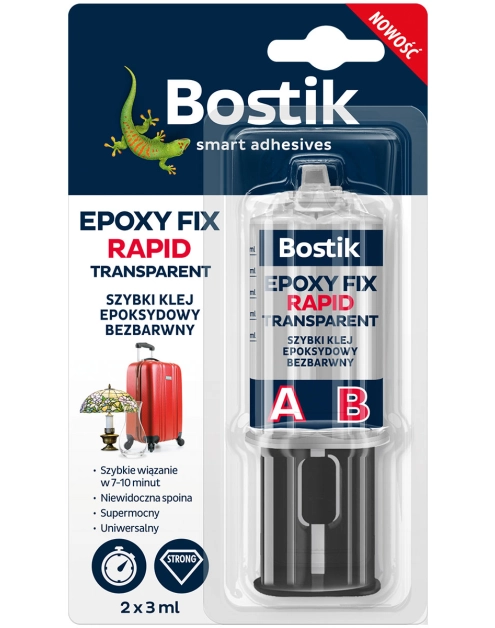 Zdjęcie: Klej epoksydowy bezbarwny 2x3 ml Epoxy fix Rapid Transparent BOSTIK