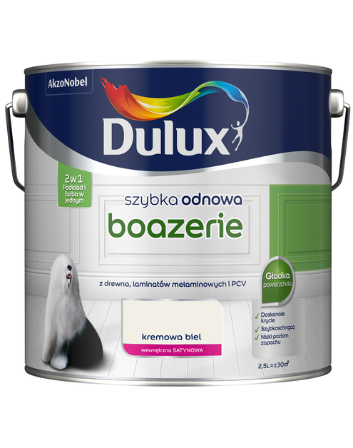 Zdjęcie: Farba Szybka Odnowa Boazeria 2,5 L kremowa biel DULUX