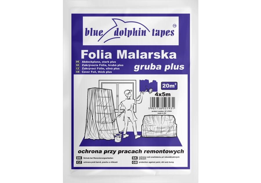 Zdjęcie: Folia malarska Gruba Plus 4x5 m BLUEDOLPHIN