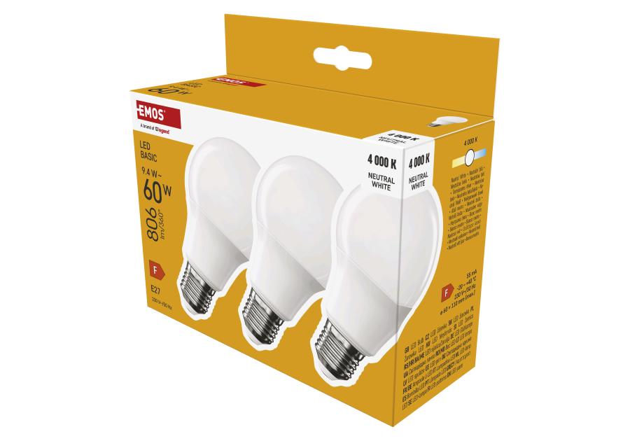 Zdjęcie: Żarówka LED Basic 9,4 W neutralna biała - 3 szt. EMOS