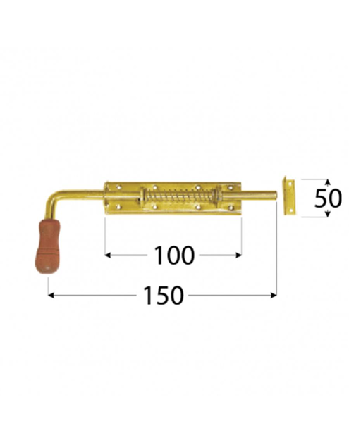 Zdjęcie: Zasuwka sprężynowa z drewnianą rączką 15x5 cm DMX