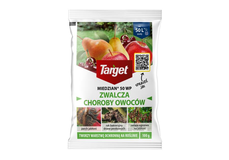 Zdjęcie: Środek na choroby grzybowe owoców Miedzian 50WP 0,1 kg TARGET