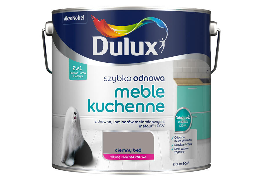 Zdjęcie: Farba Szybka Odnowa Meble kuchenne 0,75 L szary granitowy DULUX