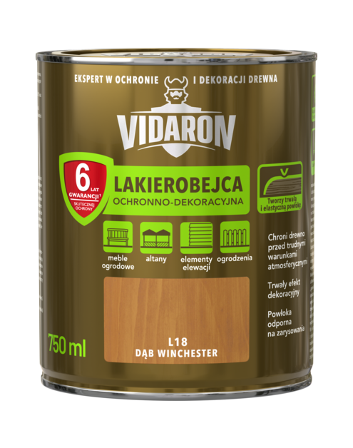 Zdjęcie: Lakierobejca dąb winchester L 18 - 0,75 L VIDARON