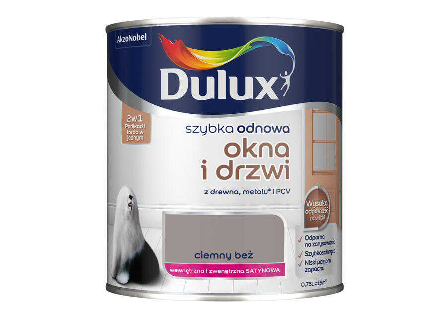 Zdjęcie: Farba Szybka Odnowa Okna-Drzwi 0,75 L ciemny beż DULUX