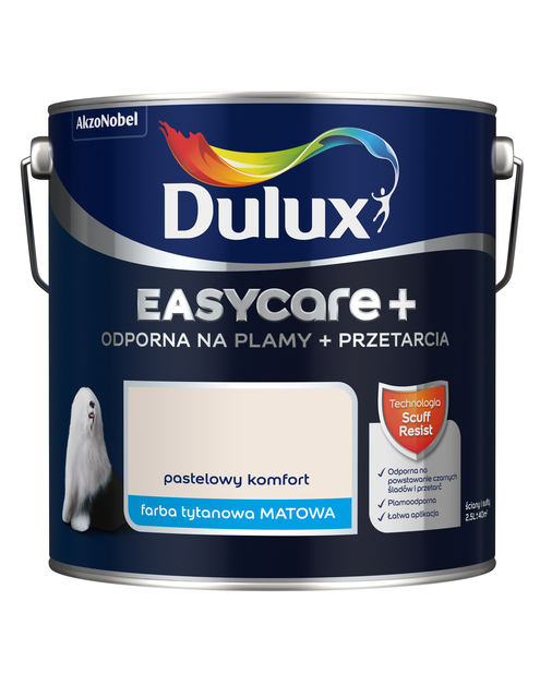 Zdjęcie: Farba latekowa EasyCare+ Pastelowy Komfort 2,5 L DULUX