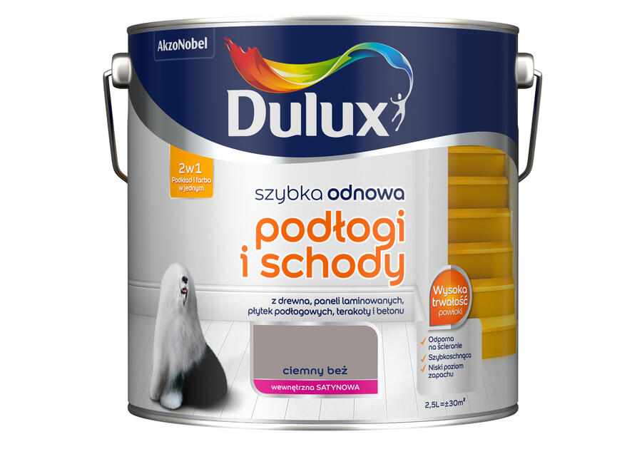 Zdjęcie: Farba Szybka Odnowa Podłogi-Schody 2,5 L ciemny beż DULUX