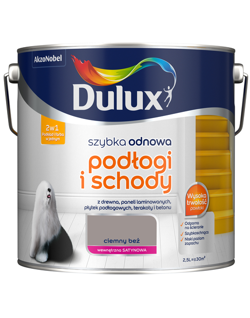 Zdjęcie: Farba Szybka Odnowa Podłogi-Schody 2,5 L ciemny beż DULUX