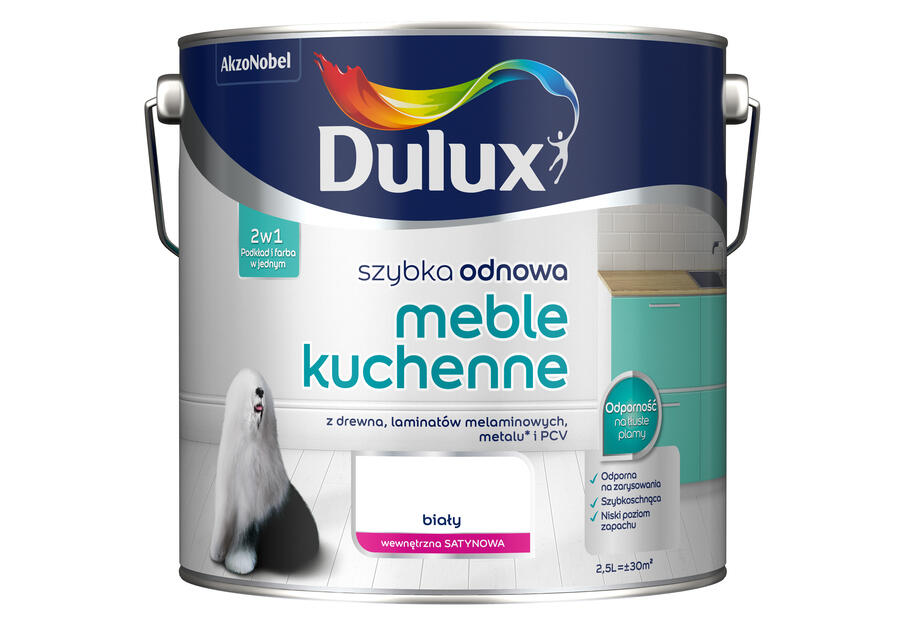 Zdjęcie: Farba Szybka Odnowa Meble kuchenne 0,75 L biała DULUX