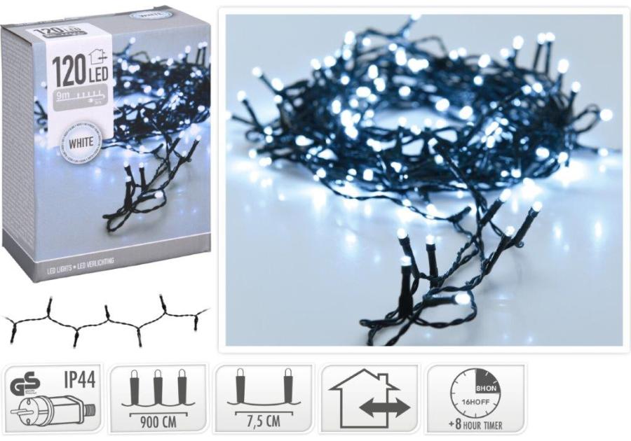 Zdjęcie: Łańcuch świetlny 9 m zimny biały 120 LED KOOPMAN
