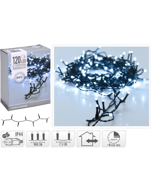Zdjęcie: Łańcuch świetlny 9 m zimny biały 120 LED KOOPMAN