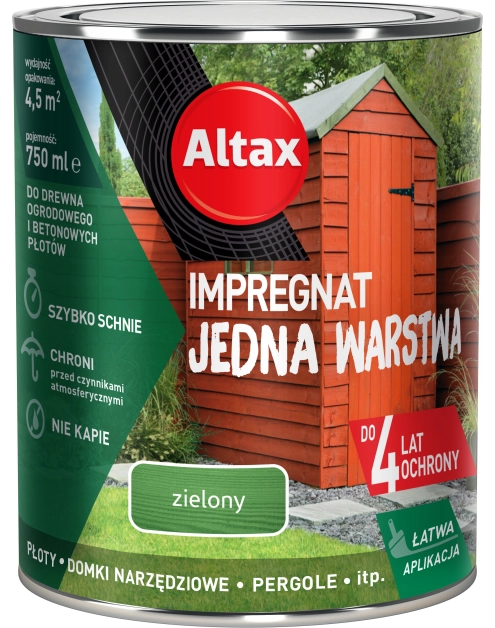 Zdjęcie: Impregnat Jedna Warstwa 4 lata 0,75 L zielony ALTAX