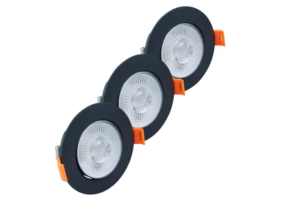 Zdjęcie: Lampa podtynkowa LED, 4,9 W, 346 lm, 4000 K, czarna, 3 szt. DPM SOLID